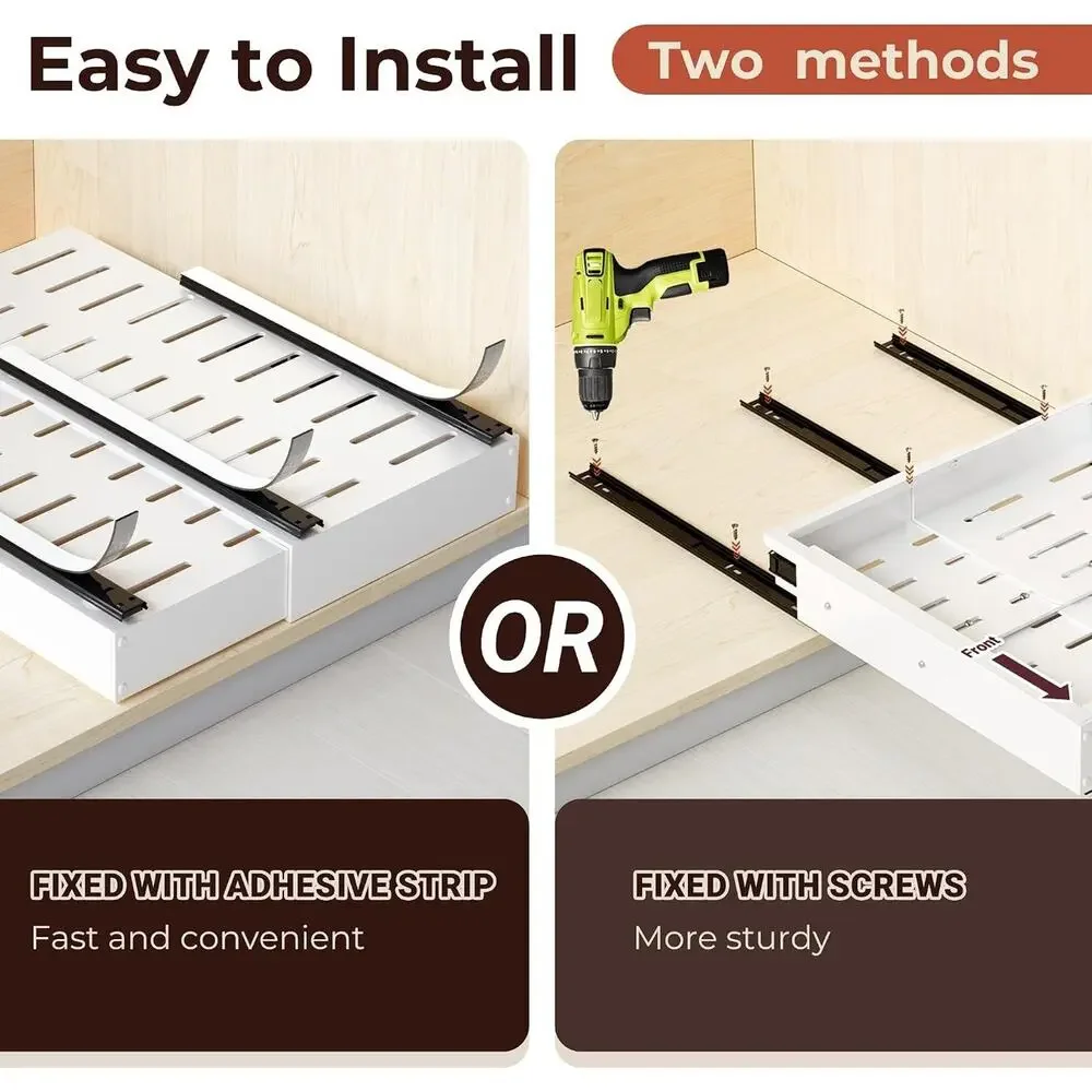 2 Pcs Pull Out Cabinet Organizers, Width (12